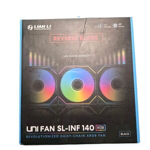 Lian Li UNI Fan SL-Infinity 140 RGB Reverse Blade Case Fan - Black - 14RSLIN1B